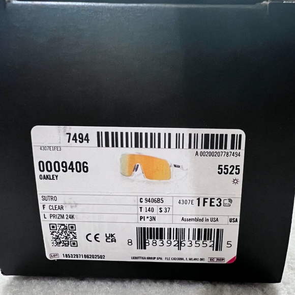 Oakley Sutro Low Bridge OO9406-B537 Polished Clear Frames w/ Prizm 24K Gold Lens - Picture 13 of 13